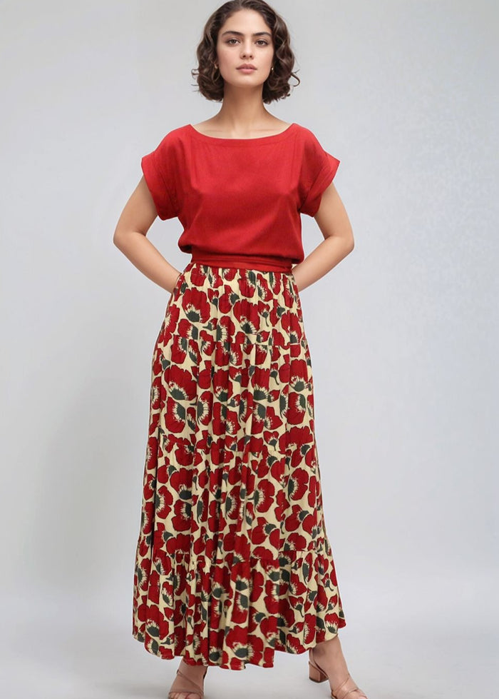 Belle Skirt in Fiori Cherry