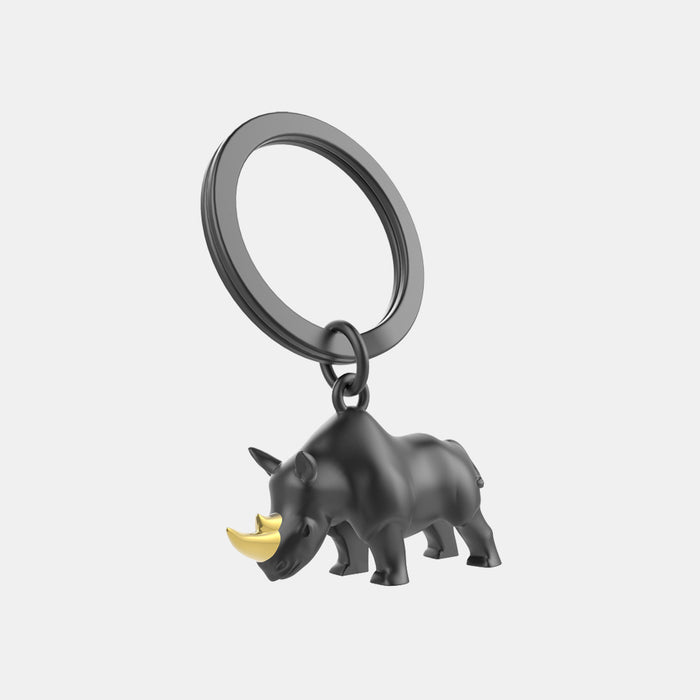 Black and Gold Rhino Metal Keyring