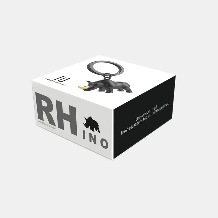 Black and Gold Rhino Metal Keyring