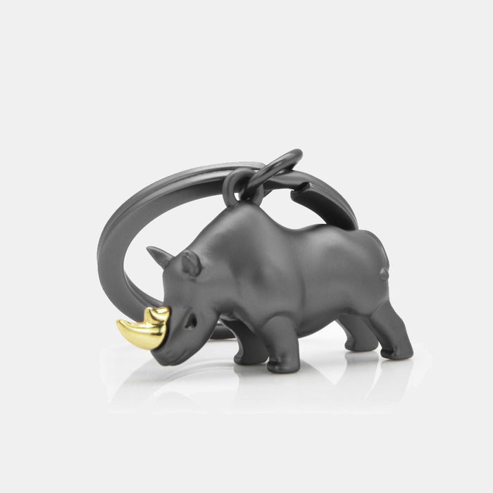 Black and Gold Rhino Metal Keyring