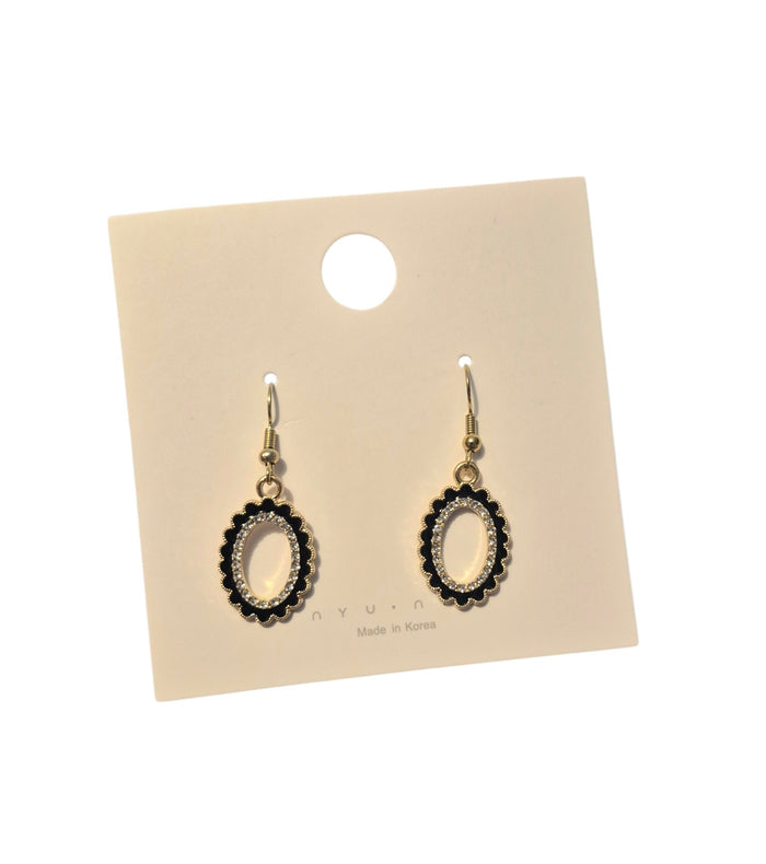Black and silver rhinestone earrings