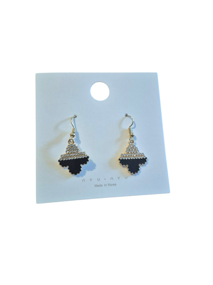 Black and white rhinestone earrings