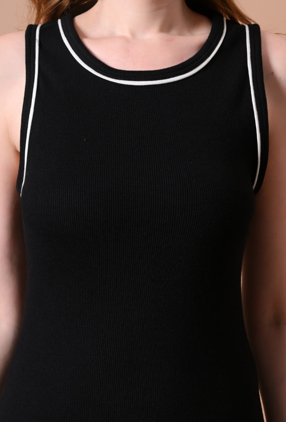 Black Cotton Rib Bodycon Fit Women's Bodycon Dresses for Women