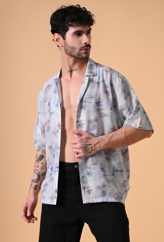 oversized summer shirt men viscose blend