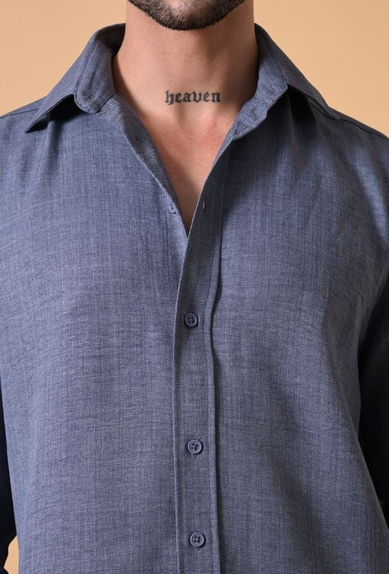 slate blue shirt men long sleeve