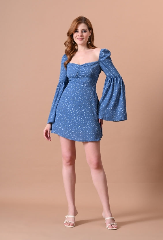 Blue Women's Printed Mini Dresses for Women