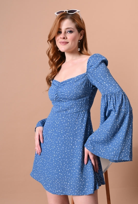 Blue Women's Printed Mini Dresses for Women