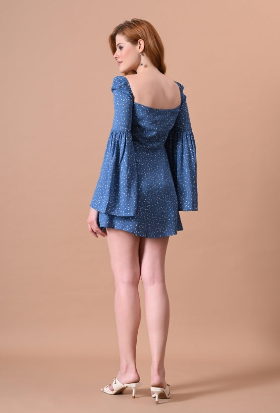 Blue Women's Printed Mini Dresses for Women