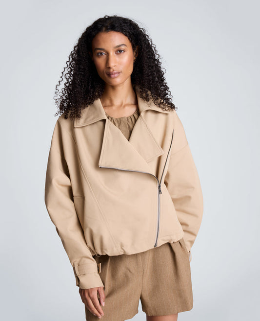 Boxy Moto Trench with Sleeve Straps