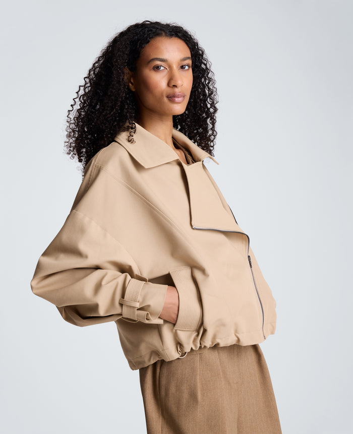 Boxy Moto Trench with Sleeve Straps