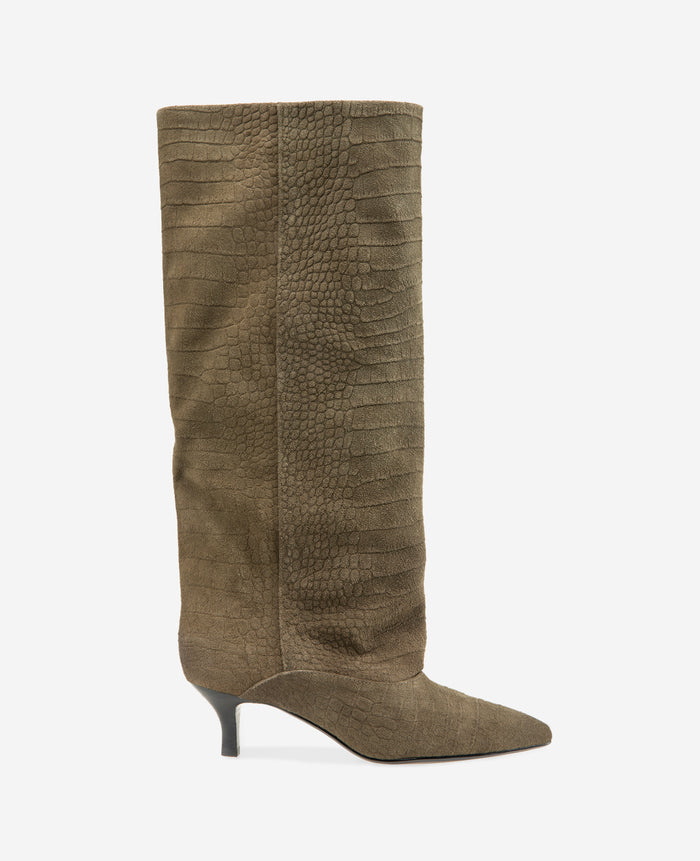Brisbane Croco Suede Tall Shaft Boot