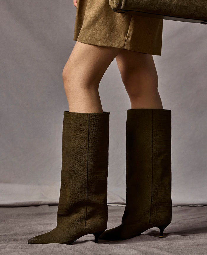Brisbane Croco Suede Tall Shaft Boot