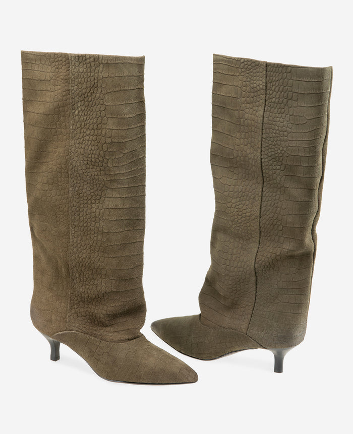 Brisbane Croco Suede Tall Shaft Boot