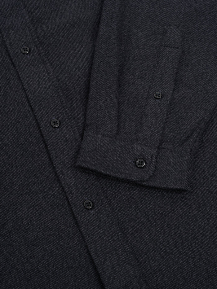 Close up cuff shot of Oliver Spencer Men's Navy Brushed Cotton Button-Down Shirt