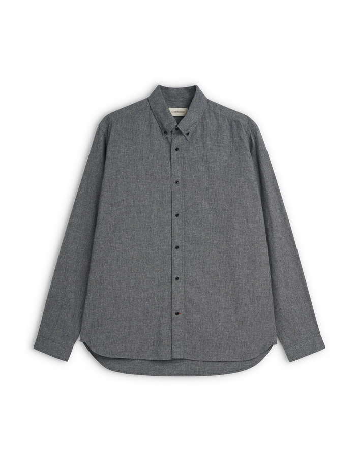 Oliver Spencer Men's Grey Brushed Cotton Button-Down Shirt