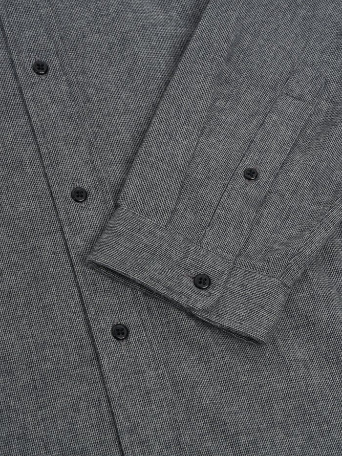 Detailed cuff shot of Oliver Spencer Men's Grey Brushed Cotton Button-Down Shirt