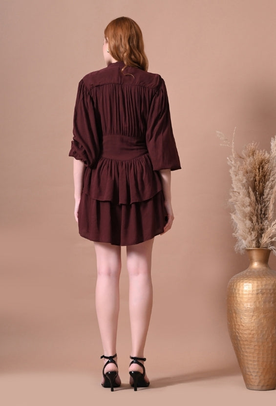 Brown Rayon Women's Tiered Dresses for Women