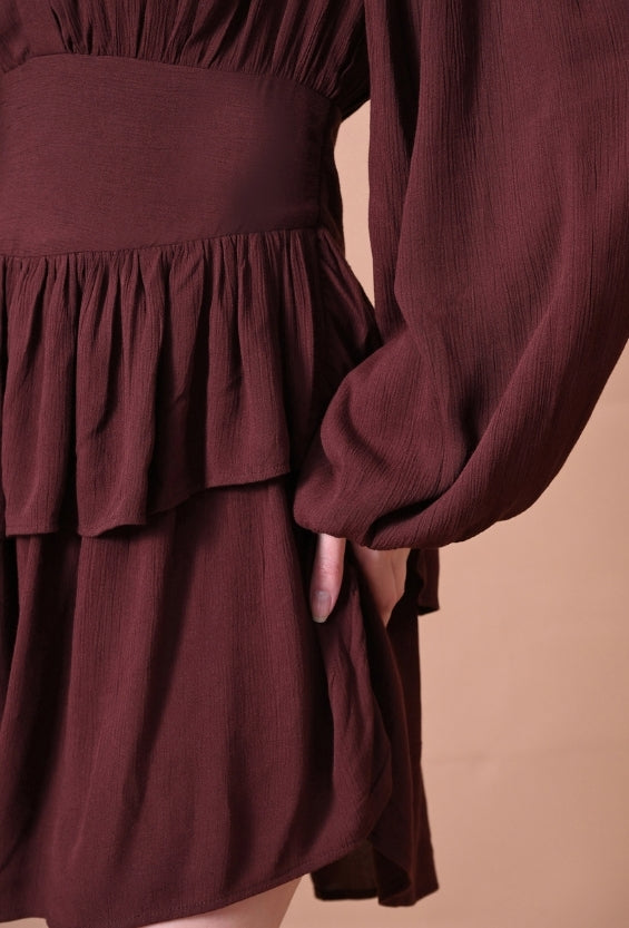 Brown Rayon Women's Tiered Dresses for Women