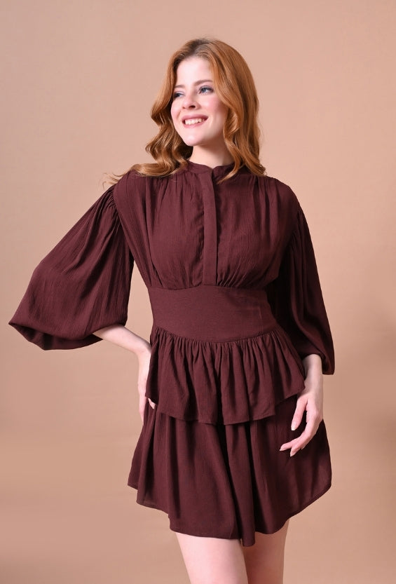 Brown Rayon Women's Tiered Dresses for Women