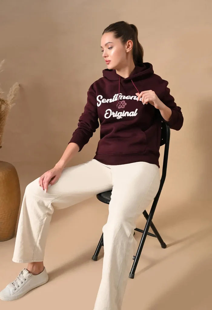 Burnt Maroon Puff Print Men's Pullover Hoodies for Men