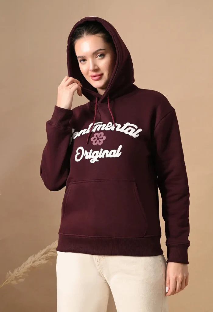 Burnt Maroon Puff Print Men's Pullover Hoodies for Men
