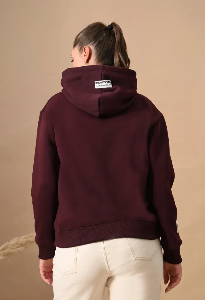 Burnt Maroon Puff Print Men's Pullover Hoodies for Men