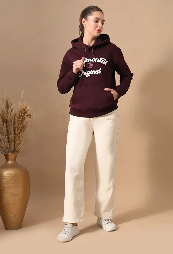 Burnt Maroon Puff Print Men's Pullover Hoodies for Men