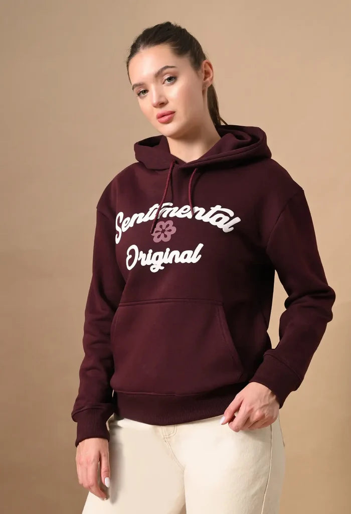Burnt Maroon Puff Print Men's Pullover Hoodies for Men