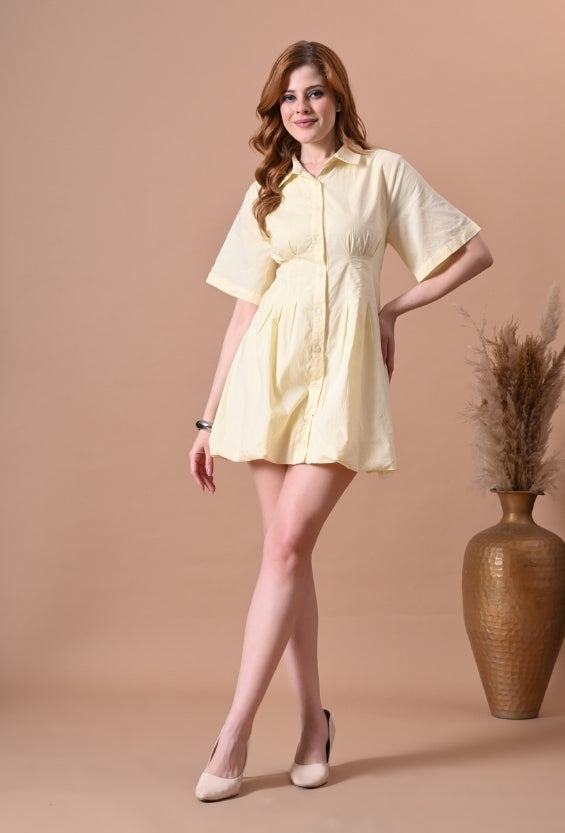 Buttercup Yellow Women's Shirt Dresses | 100% Cotton for Women