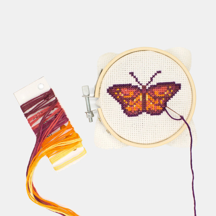 Butterfly Cross Stitch Embroidery with Bamboo Hoop