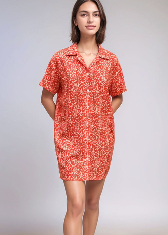 Calabria Shirtdress - Magnolia Red Coral