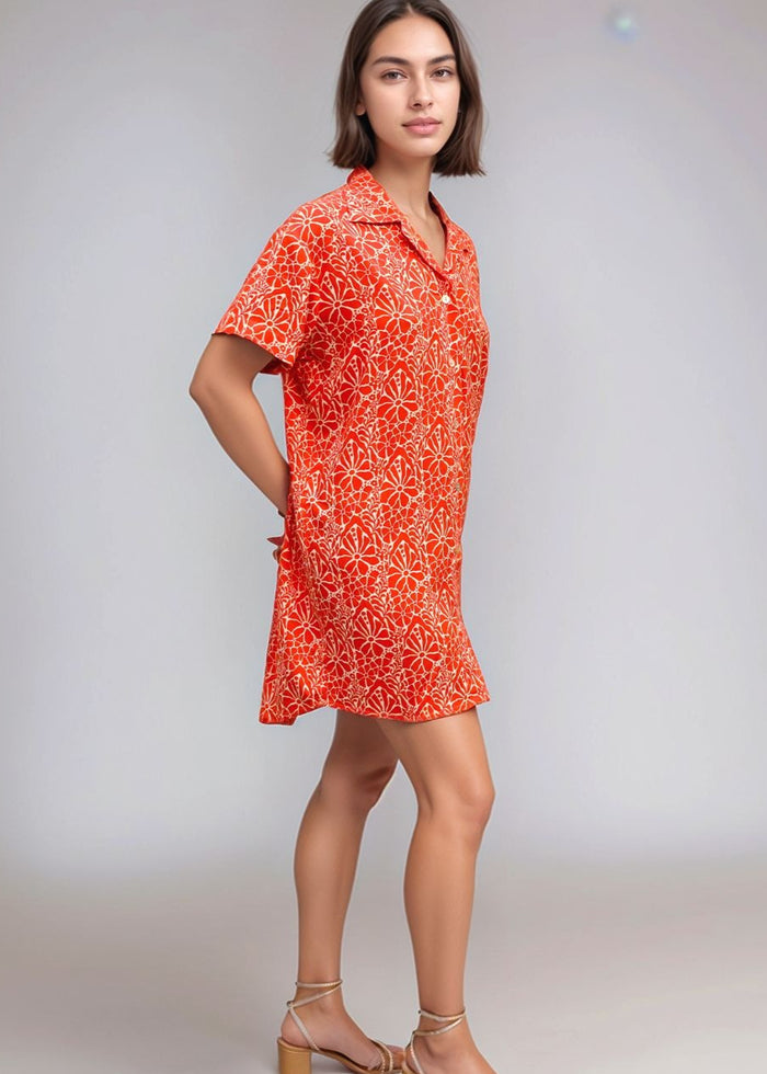 Calabria Shirtdress - Magnolia Red Coral