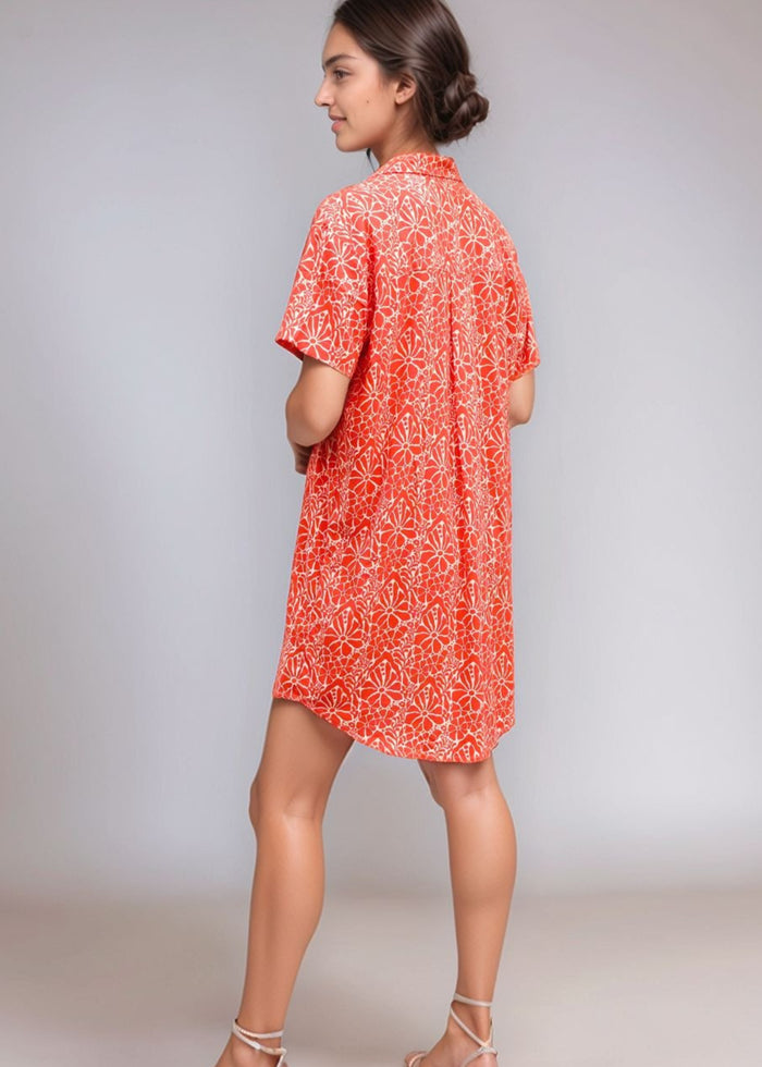 Calabria Shirtdress - Magnolia Red Coral