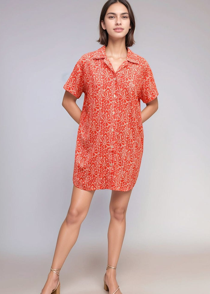 Calabria Shirtdress - Magnolia Red Coral