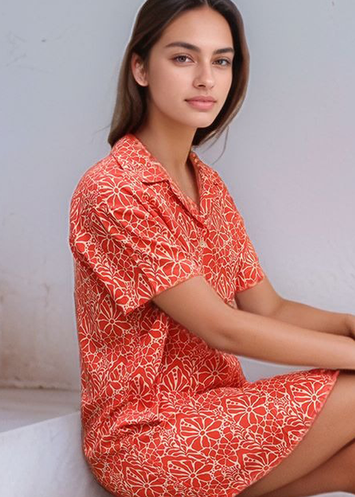 Calabria Shirtdress - Magnolia Red Coral