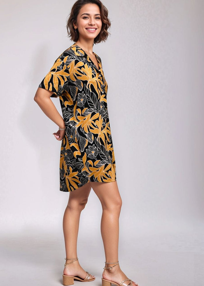 Calabria Shirtdress - Tropical Black