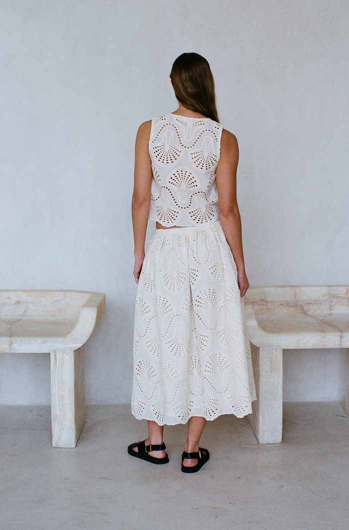 Cannes Eyelet Skirt in Natural