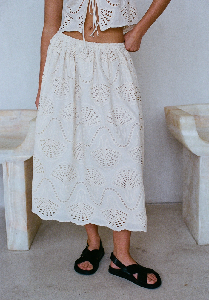 Cannes Eyelet Skirt in Natural