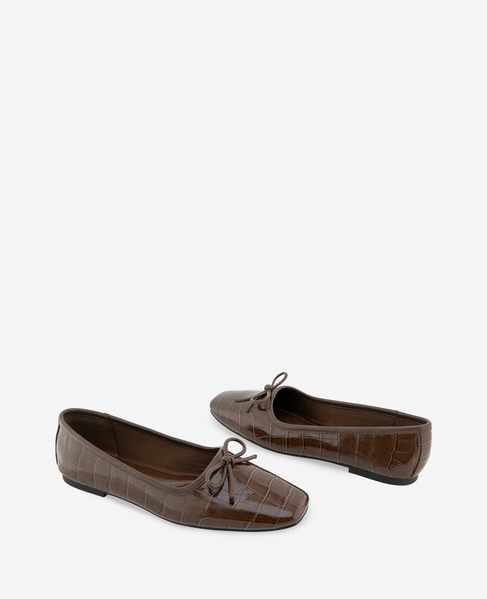 Carriah Embossed Croco Bow Tie Ballet Flat
