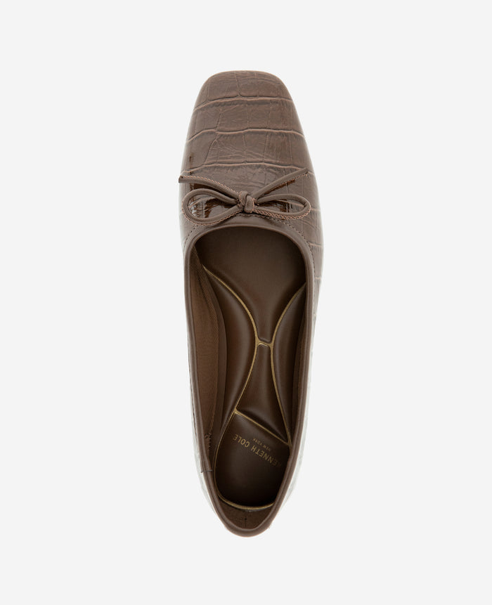 Carriah Embossed Croco Bow Tie Ballet Flat