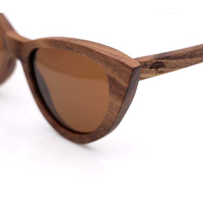 Cat Eyes Koa Sunglasses - Close-Up