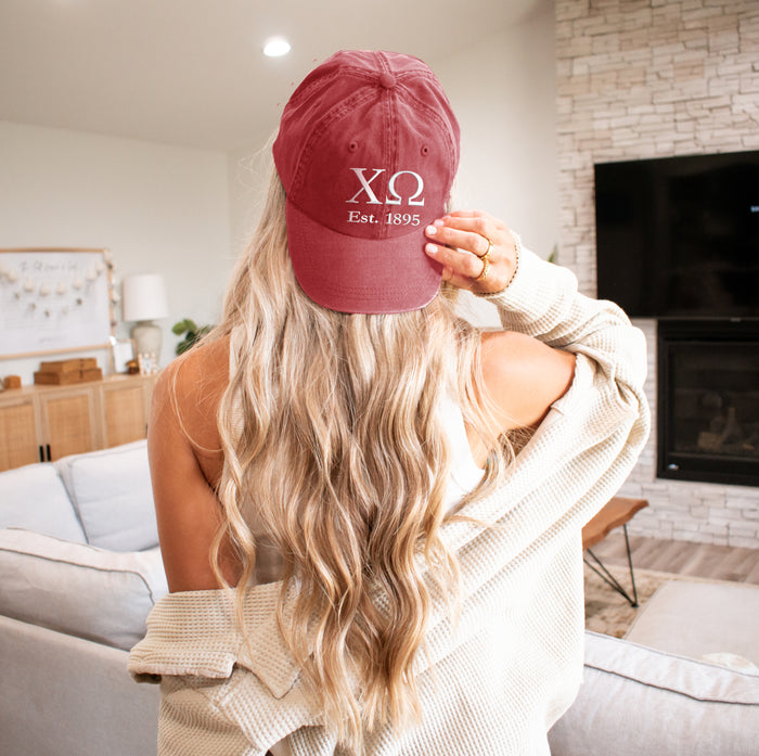 Chi Omega Beach Washed Hat