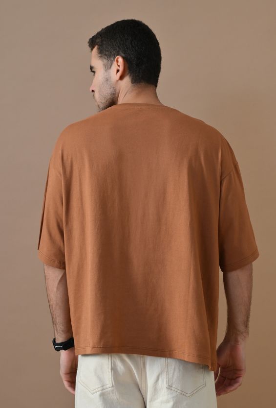 Chocolate Brown Oversized Fit Floral Print Men's Oversized T-Shirts for Men