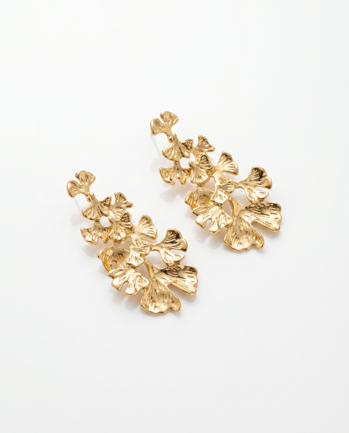 Coral Drop Gold Earrings