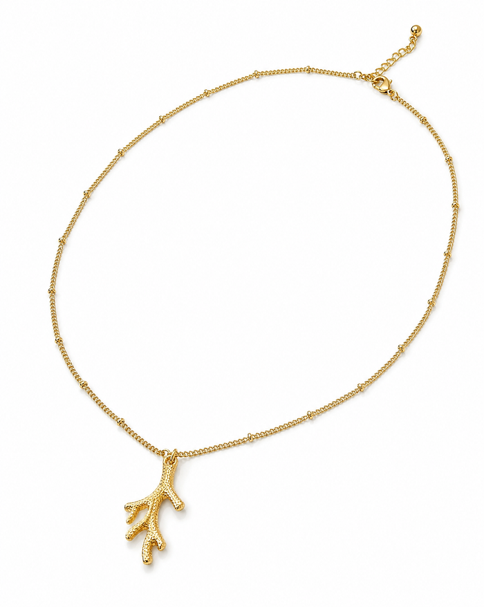Coral Pendant 18k Gold Plated Necklace
