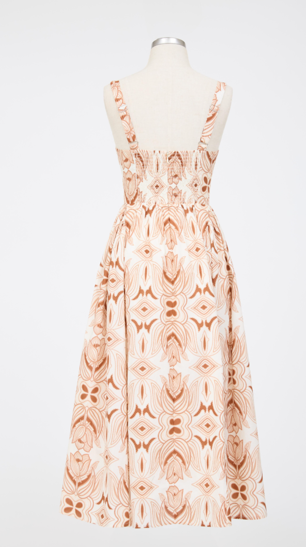 Corset Midi Dress - Pink/ Cream