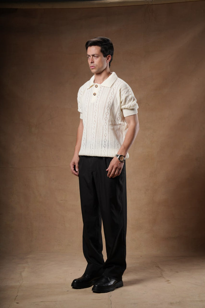 Cotton Blend Basic Knit T-Shirt.