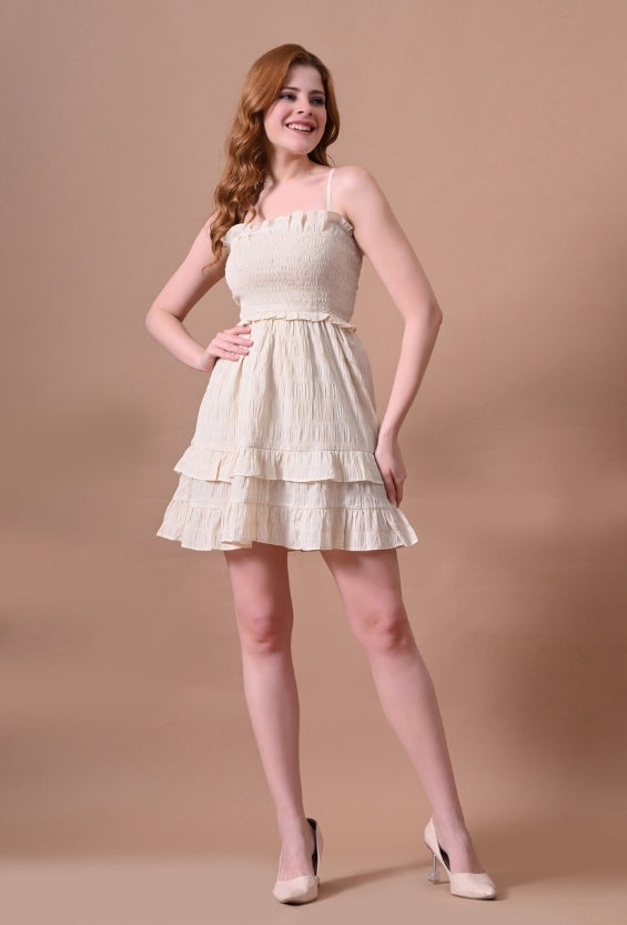 Cream Smocked Women's Smocked Dresses for Women