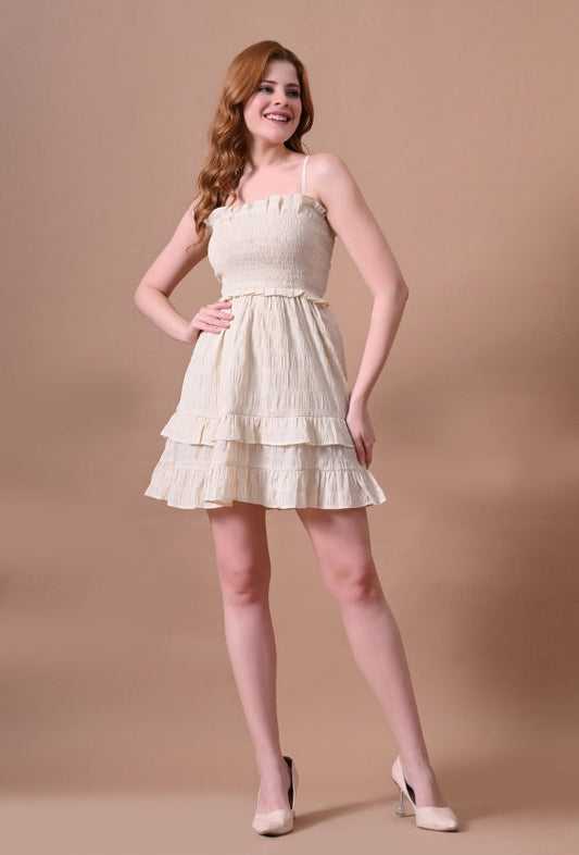 Cream Smocked Women's Smocked Dresses for Women