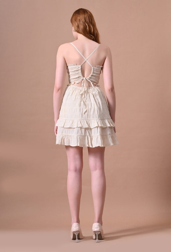 Cream Smocked Women's Smocked Dresses for Women
